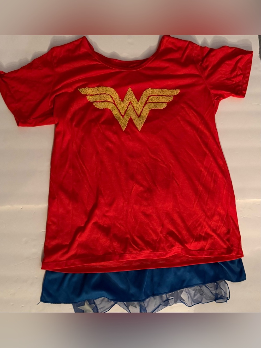 Wonder Woman Shirt With Cape Women’s Costume Halloween Shirt Tee Size L